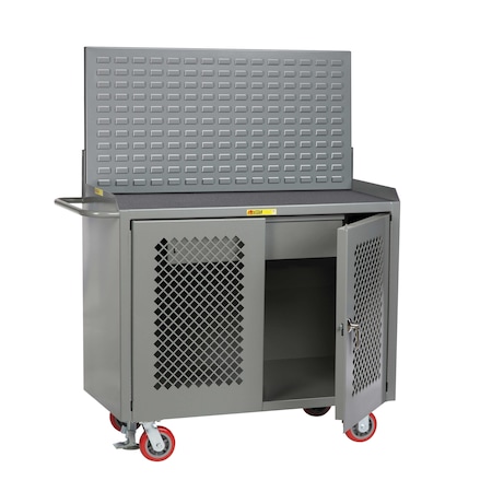 Little Giant Mobile Bench Cabinet, Perf Doors, 36"W, HD Drawer, Louvered, Vinyl Mat MMP2D-36-HDFLLP